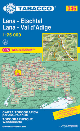 Wandelkaart Dolomiten Blad 046 Lana-Etschtal / Lana-Val d'Adige (GPS)