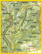 Wandelkaart Tabacco Blad 051 Massiccio del Grappa / Bassano - Feltre (GPS)