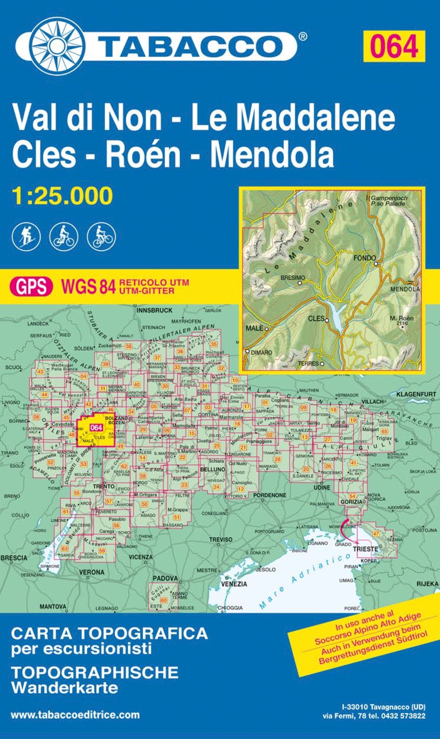 Wandel- fietskaart Val di Non - Le Maddalene  Blad 064 / 1:25.000 (GPS)