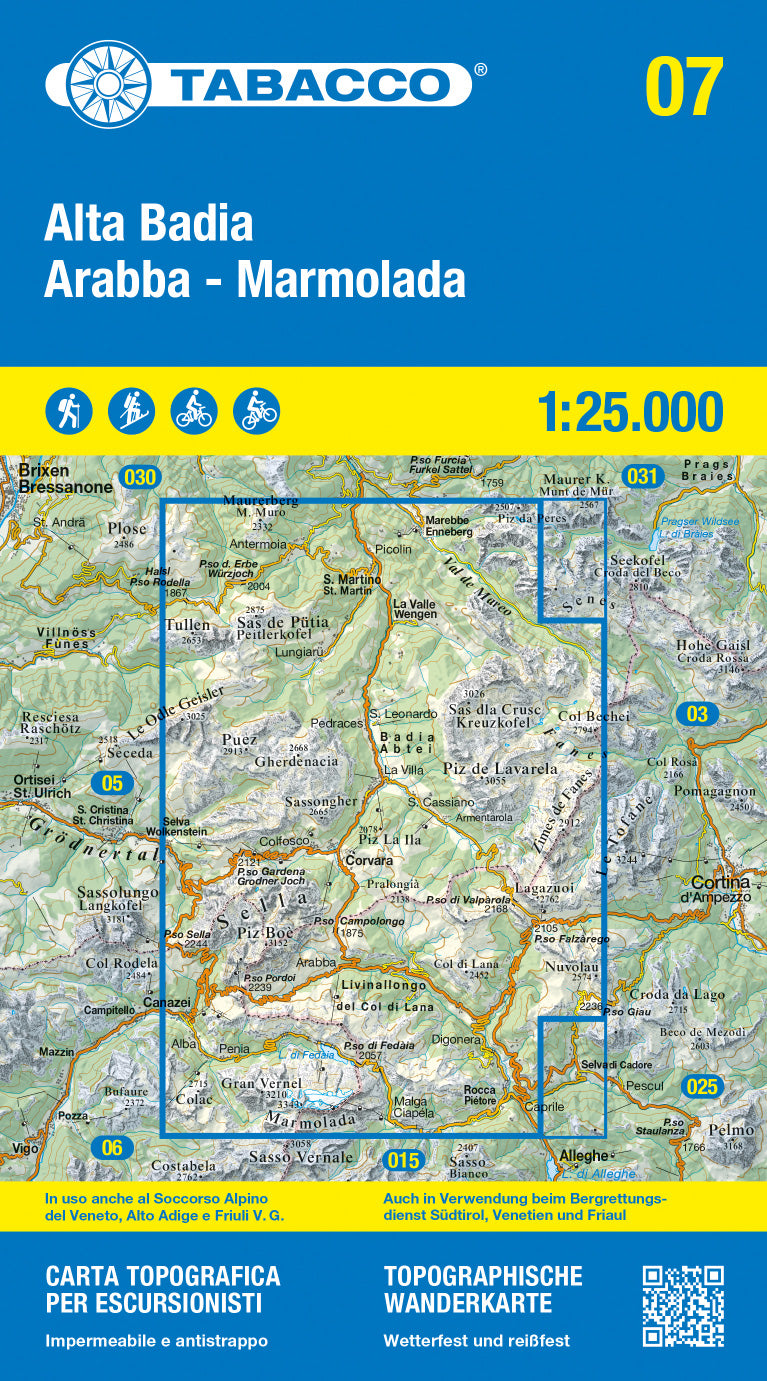 Wandelkaart Dolomiten Blad 07 Alta Badia/Arabba-Marmolada 1:25.000