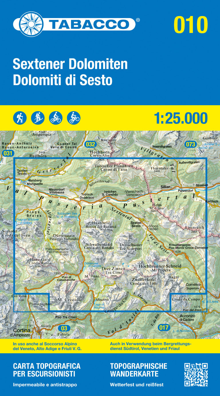 Wandelkaart Dolomiten Blad 010- Sextener Dolomiten 1:25.000