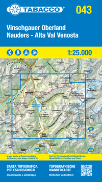 Hiking map Dolomiten Blad 043 Vinschgauer Oberland / Alta Val Venosta (GPS)