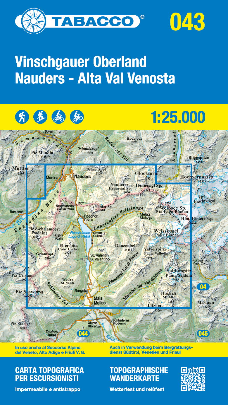 Hiking map Dolomiten Blad 043 Vinschgauer Oberland / Alta Val Venosta (GPS)