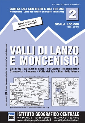 Wandelkaart Italiaanse Alpen Blad 2 - Valli di Lanzo E Moncenisio 1:50.000