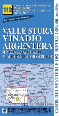 Wandelkaart Italiaanse Alpen Blad 112 Valle Stura Vinadio Argentera 1:25.000