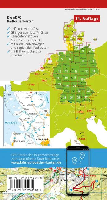 Fietskaart ADFC Radtourenkarte 1 Nordfriesland/Schleswig 1:150.000