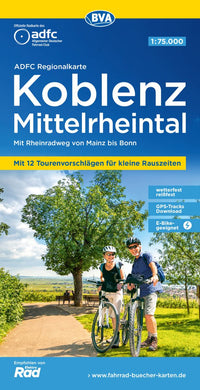 Cycling map ADFC-Regionalkarte Mittelrheintal-Koblenz/Bonn/Mainz 1:75,000