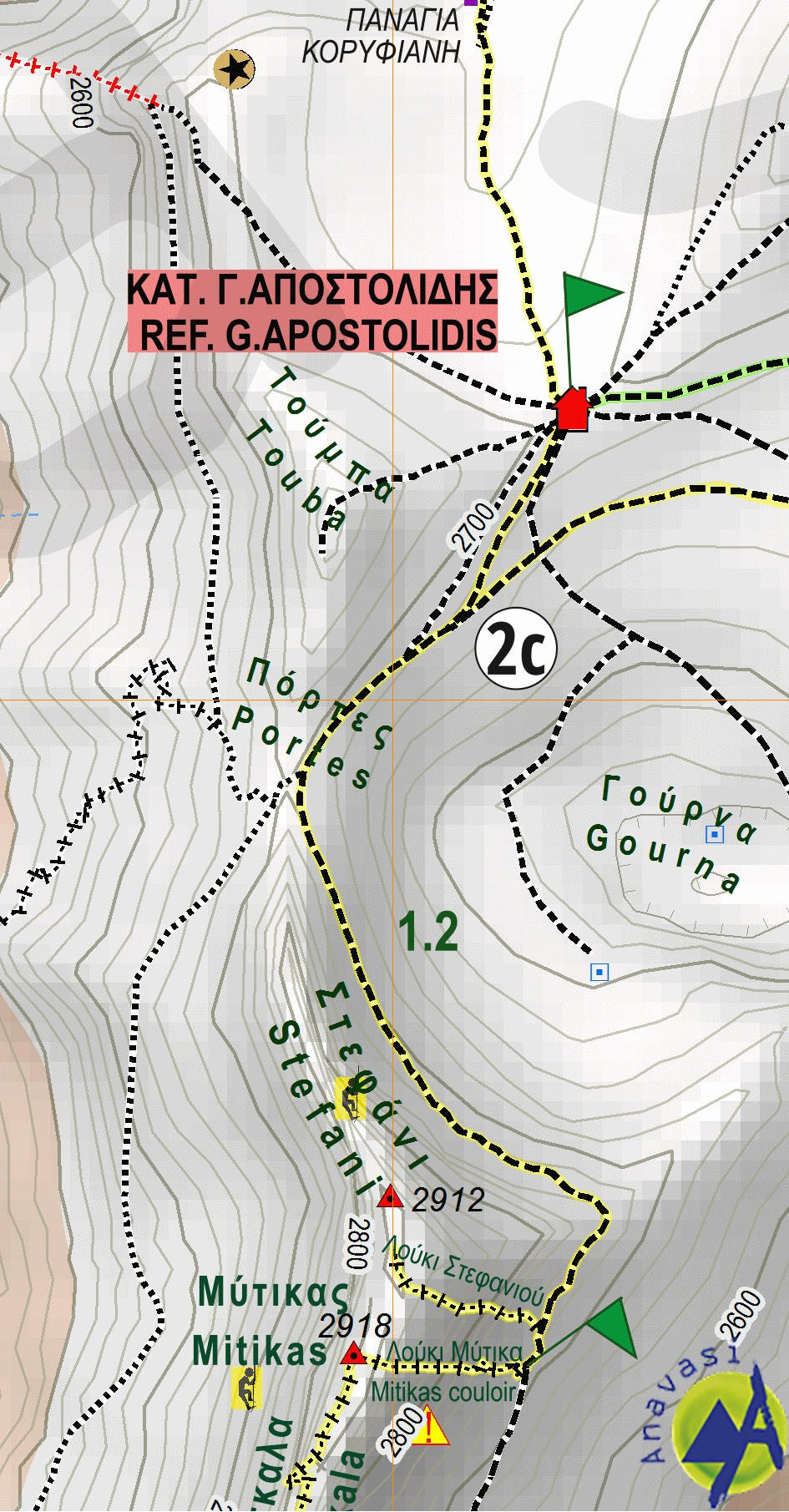 Wandelkaart Topo  Mt. Olympos - Hiking Map (6.11)