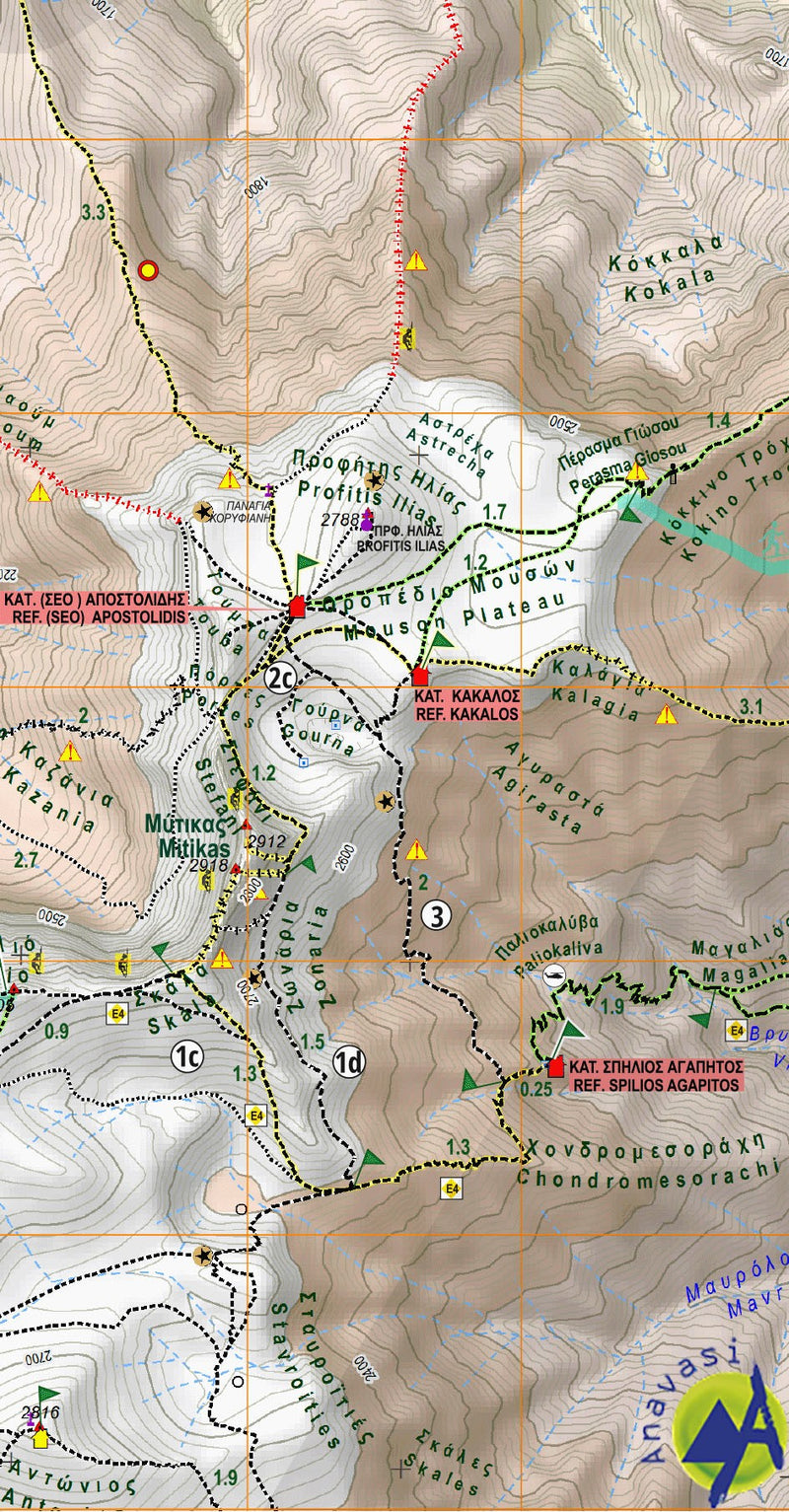 Wandelkaart Topo  Mt. Olympos - Hiking Map (6.11)