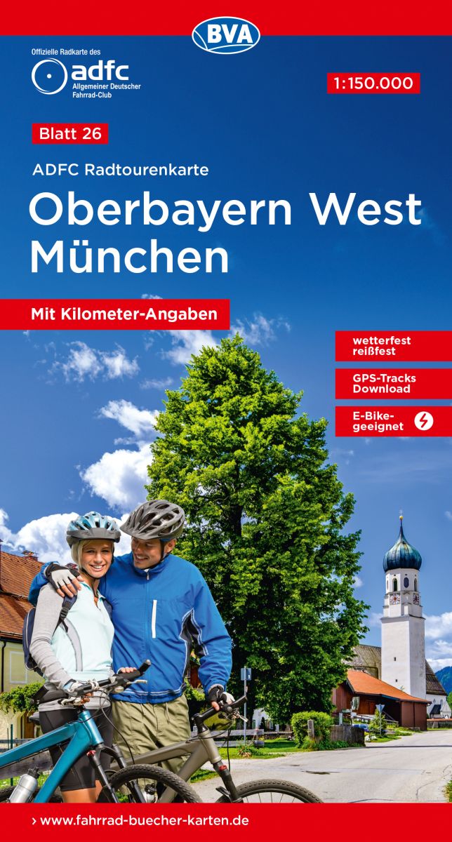Cycling map ADFC Radtourenkarte 26 Oberbayern West - Munich 1:150,000
