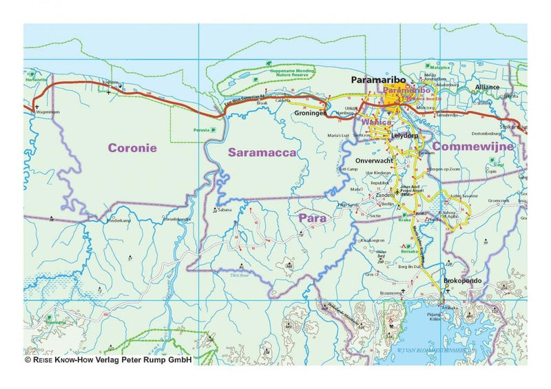 Road map Suriname/Guyana/French Guiana 1:850,000 1.A 2014