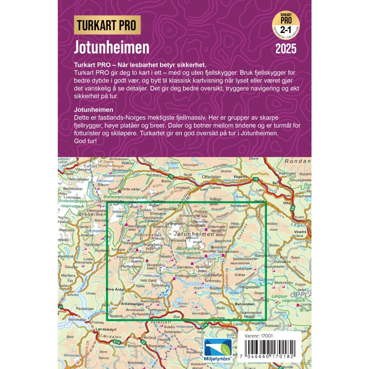 Hiking map Turkart Jotunheimen 1:100,000 (2016)