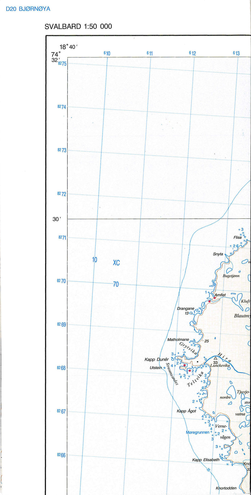 Svalbard Bjørnøya 1:50,000