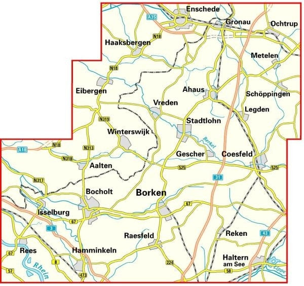 Cycling map BVA-ADFC Radwanderkarte Kreis Borken 1:50,000