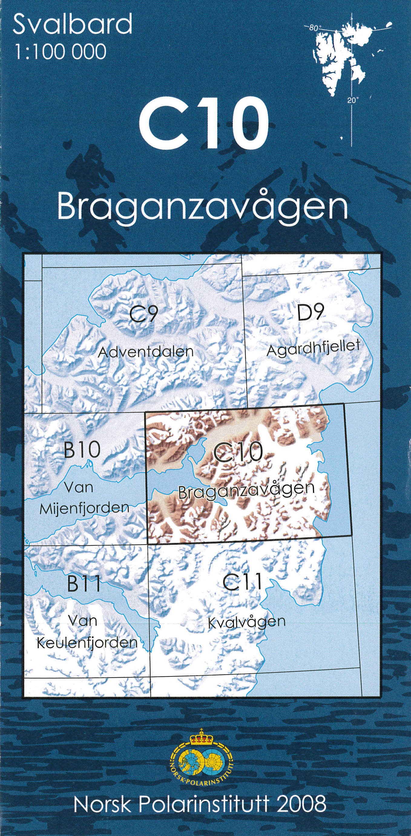 Topographic Map Spitsbergen C10 Braganzavågen 1:100,000
