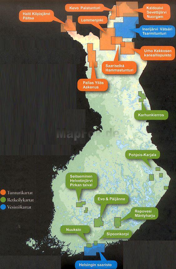 Wandelkaart Finland: Seitseminen HelvetinjÃ¤rvi Pirkal taival 1:25.000