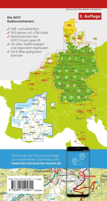 Fietskaart Dänemark Jütland Nord Blatt DK1
