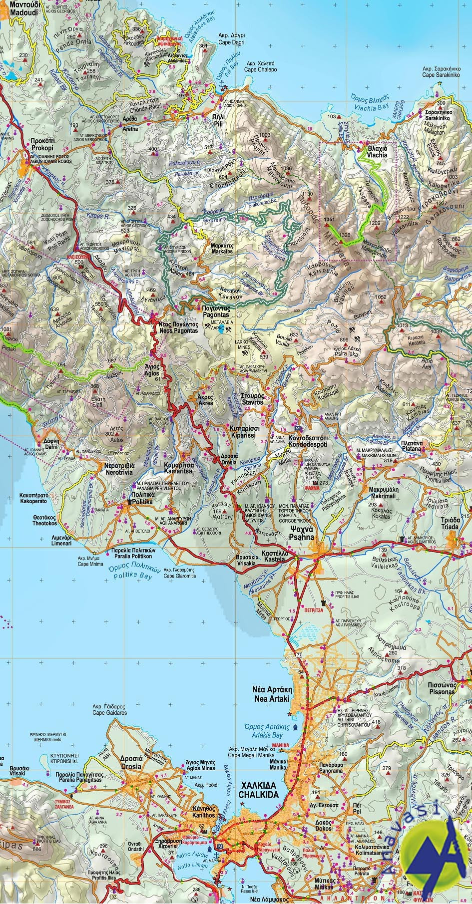 Road and Touring Map Evia Island - Skyros 1:110 000 (04)