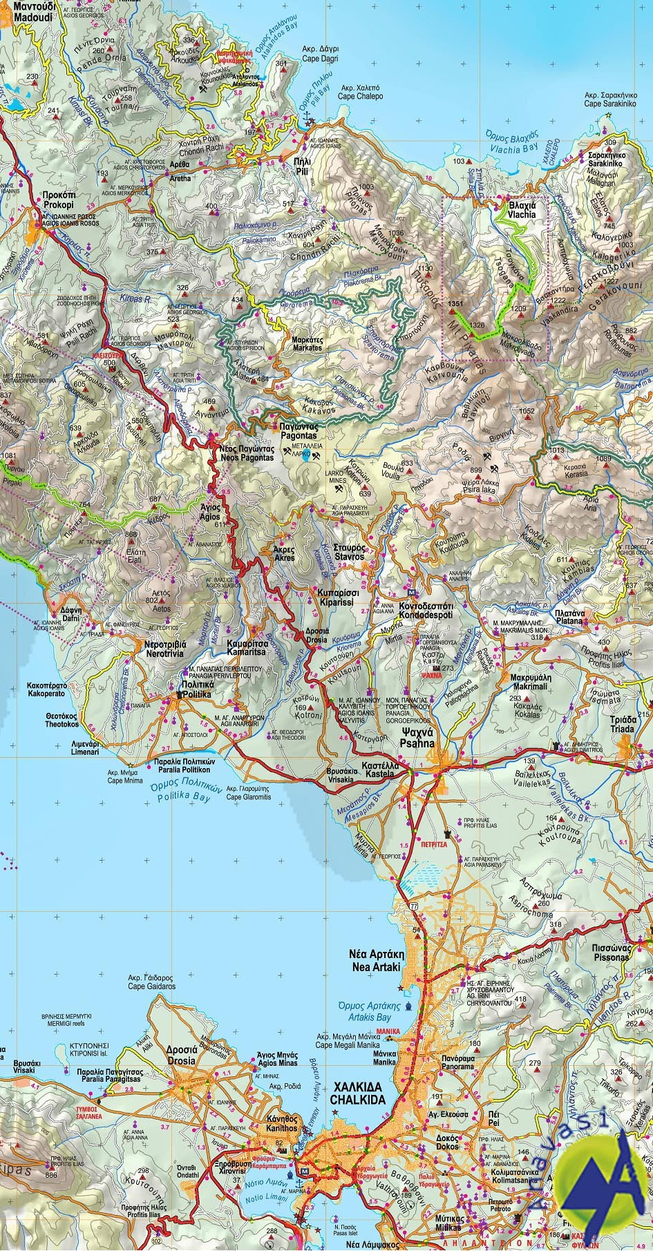 Road and Touring Map Evia Island - Skyros 1:110 000 (04)