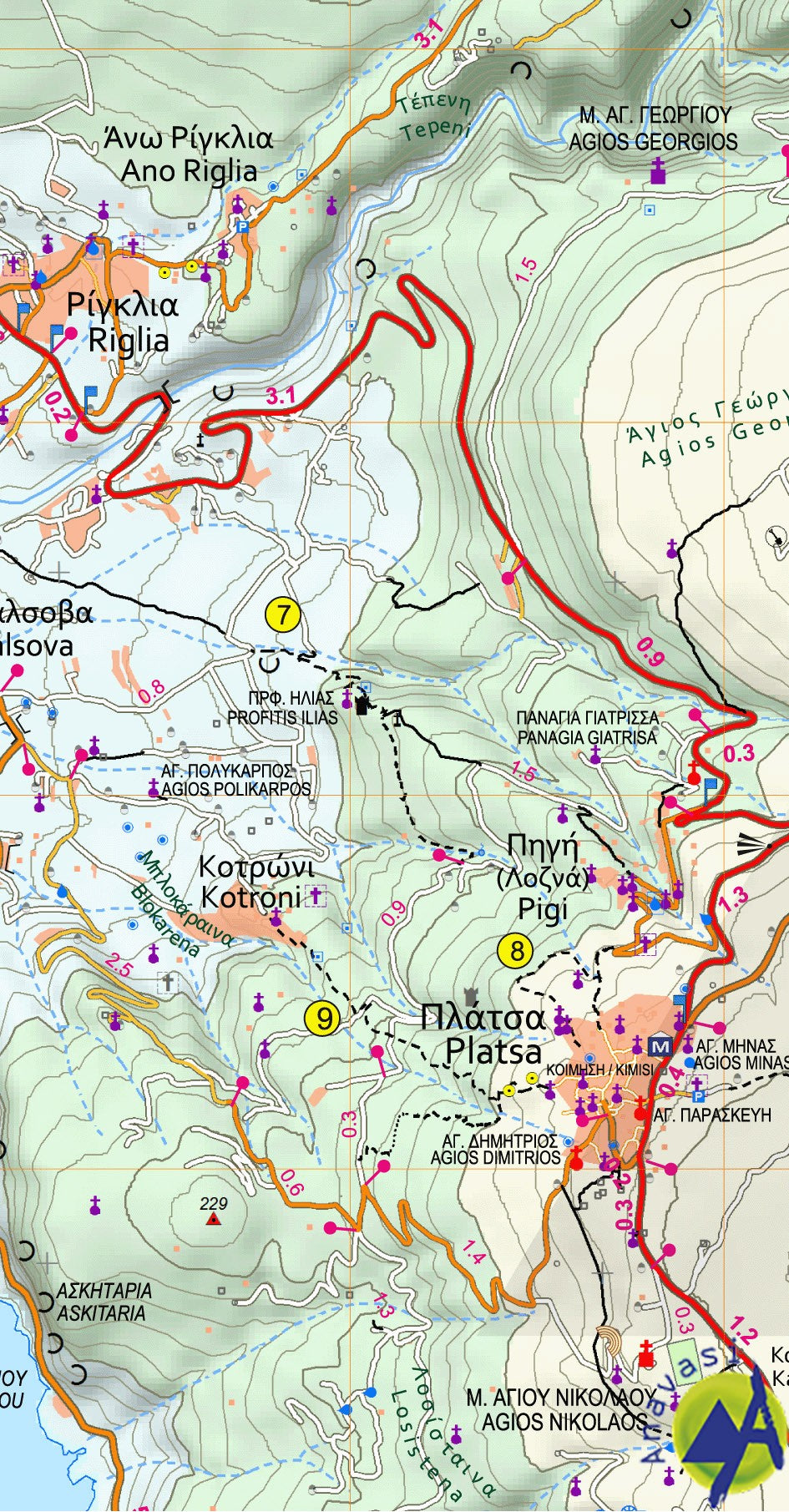 Wandelkaart Hike & Explore 1:22.000 Exo Mani (Verga-Kardamyli-Trachila) 8.10