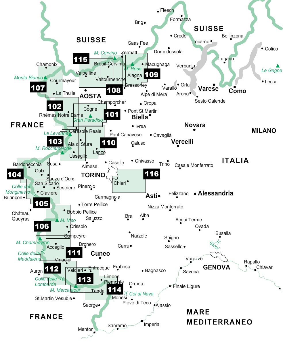 Wandelkaart Italiaanse Alpen Blad 115 - La Valpelline 1:25.000