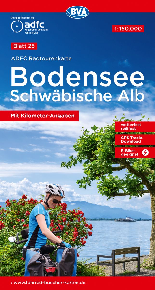 Cycling map ADFC Radtourenkarte 25 Bodensee - Swabian Alb 1:150,000