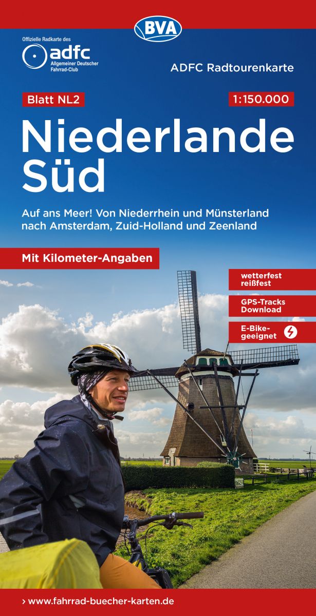 Fietskaart ADFC Radtourenkarte NL2 Niederlande Süd 1:150.000 (2025)
