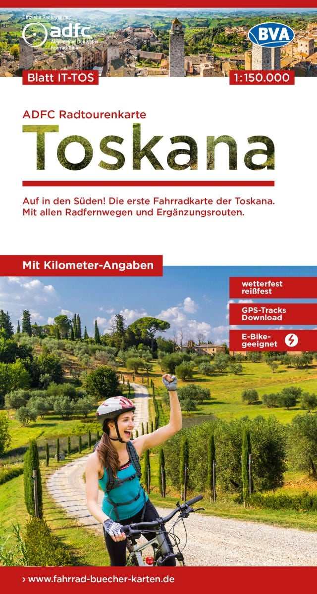 Fietskaart ADFC Radtourenkarte Toskana 1:150.000 (2023)