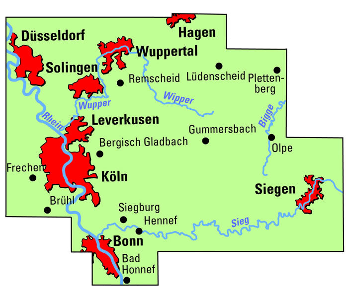 BVA-ADFC Regionalkarte Bergisches Land Köln/Düsseldorf 1:75,000 (2020)