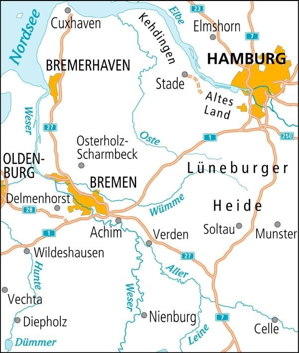Cycling map ADFC Radtourenkarte 6 Zwischen Elbe und Weser 1:150,000 (2018)