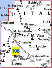 Wandelkaart Italiaanse Alpen Blad 106 - Monviso 1:25.000