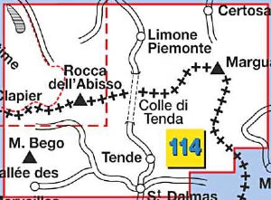 Wandelkaart Italiaanse Alpen Blad 114 - Limone Piemonte 1:25.000