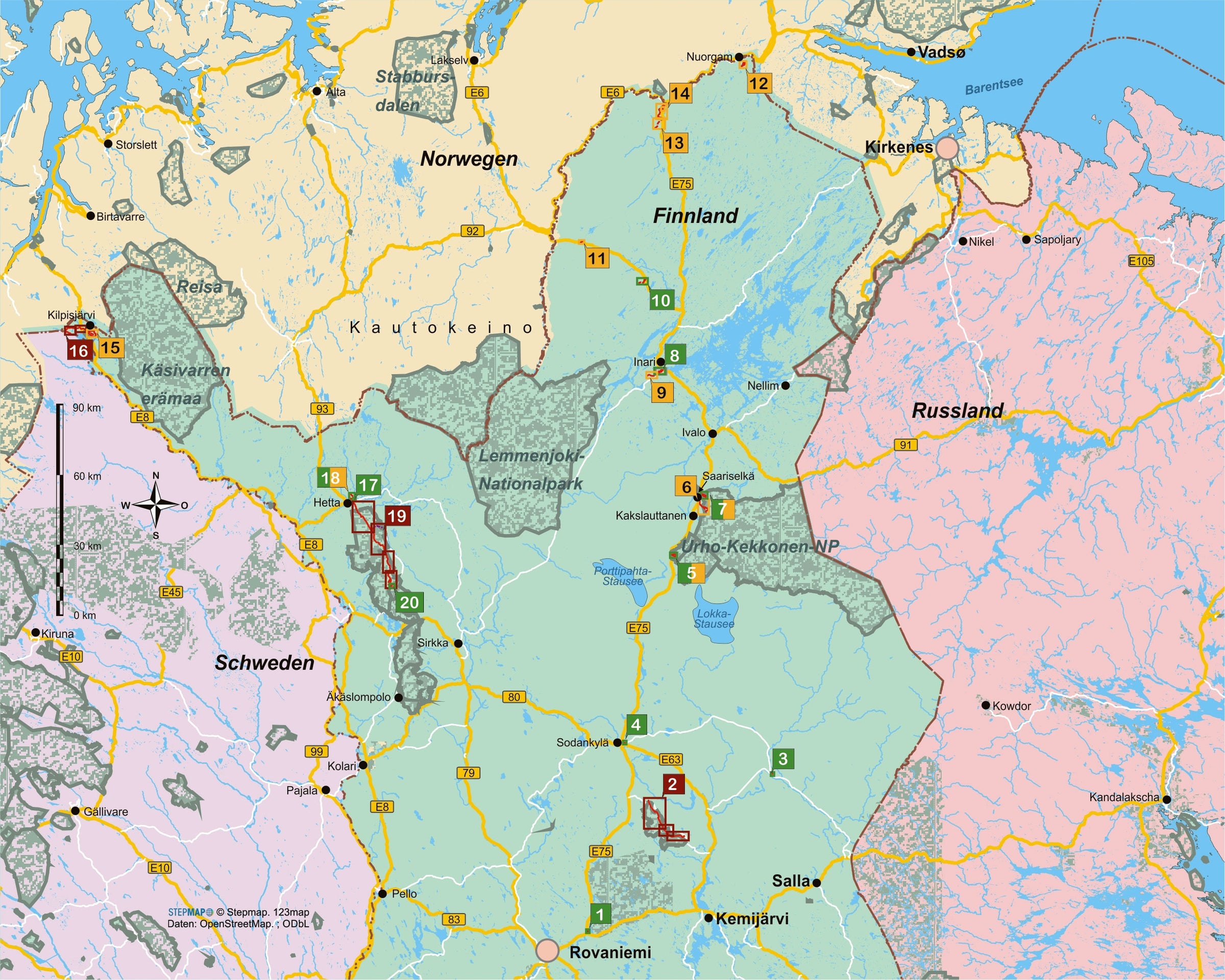 Wandelgids ScandinaviÃ«: Finnisch-Lappland 1.A 2016