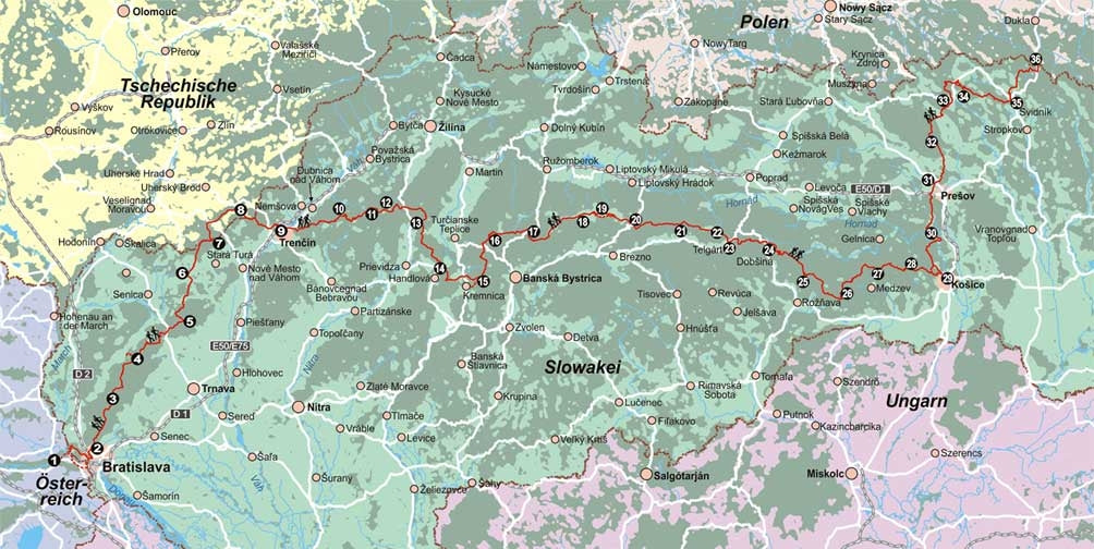 Wandelgids E8 Slowakei: Weg der Helden (308) 1.A 2016