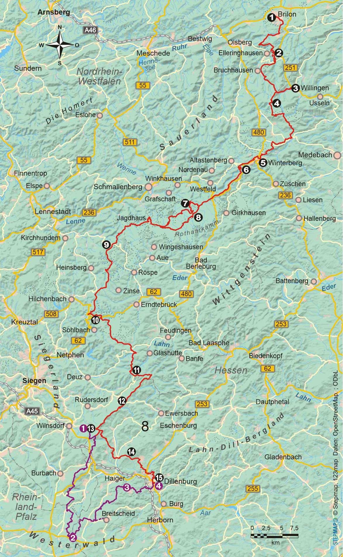 Wandelgids Duitsland: Rothaarsteig (154) 2.A 2022