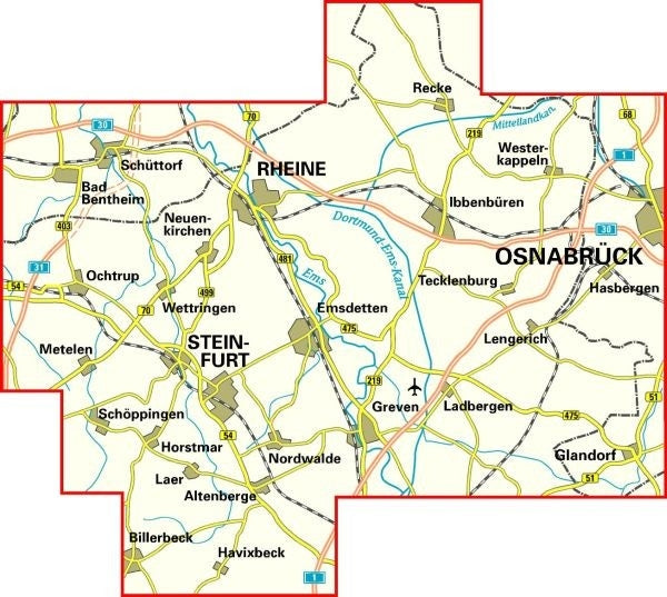 Cycling map BVA-ADFC Radwanderkarte Kreis Steinfurt 1:50,000 (11.A 2022)