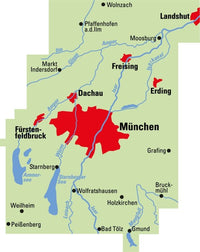 Cycling map ADFC Regionalkarte Munchen und Umgebung 1:75,000 (2019)