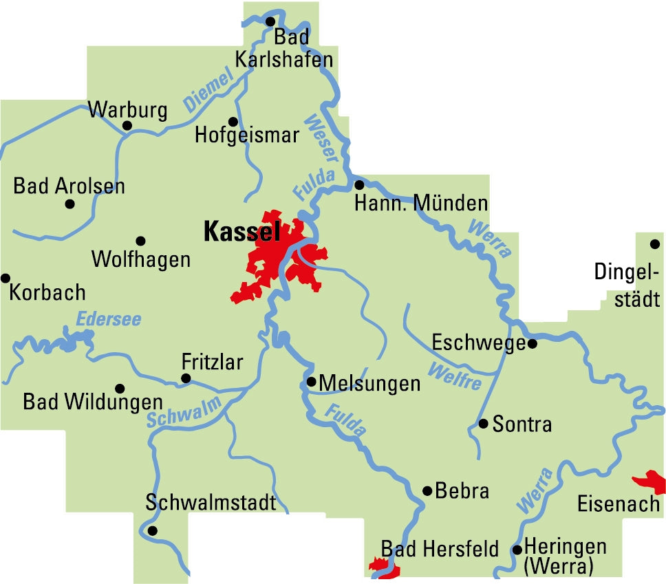 Cycling map ADFC Regionalkarte Kassel / Nordhessen 1:75,000 (2019)