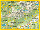 Wandelkaart Tabacco Alpi Feltrine Le VÃ¨tte - CimÃ²nega (GPS) 2019