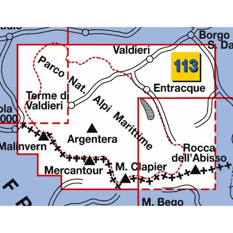 Wandelkaart Italiaanse Alpen Blad 113 - Parco Naturale Alpi Marittime Mercantour 1:25.000