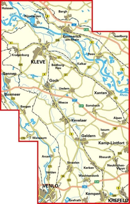 Bicycle map BVA Radwanderkarte Kreis Kleve 1:50,000
