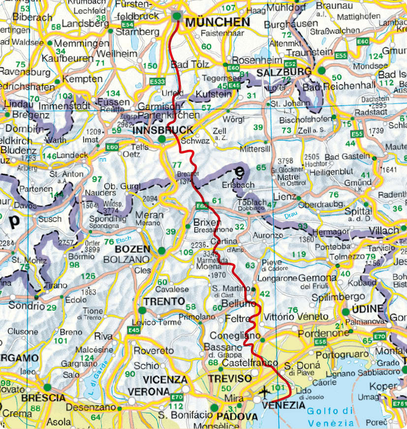 Walking guide Munich - Venedig 29 stages (4.A 2016)
