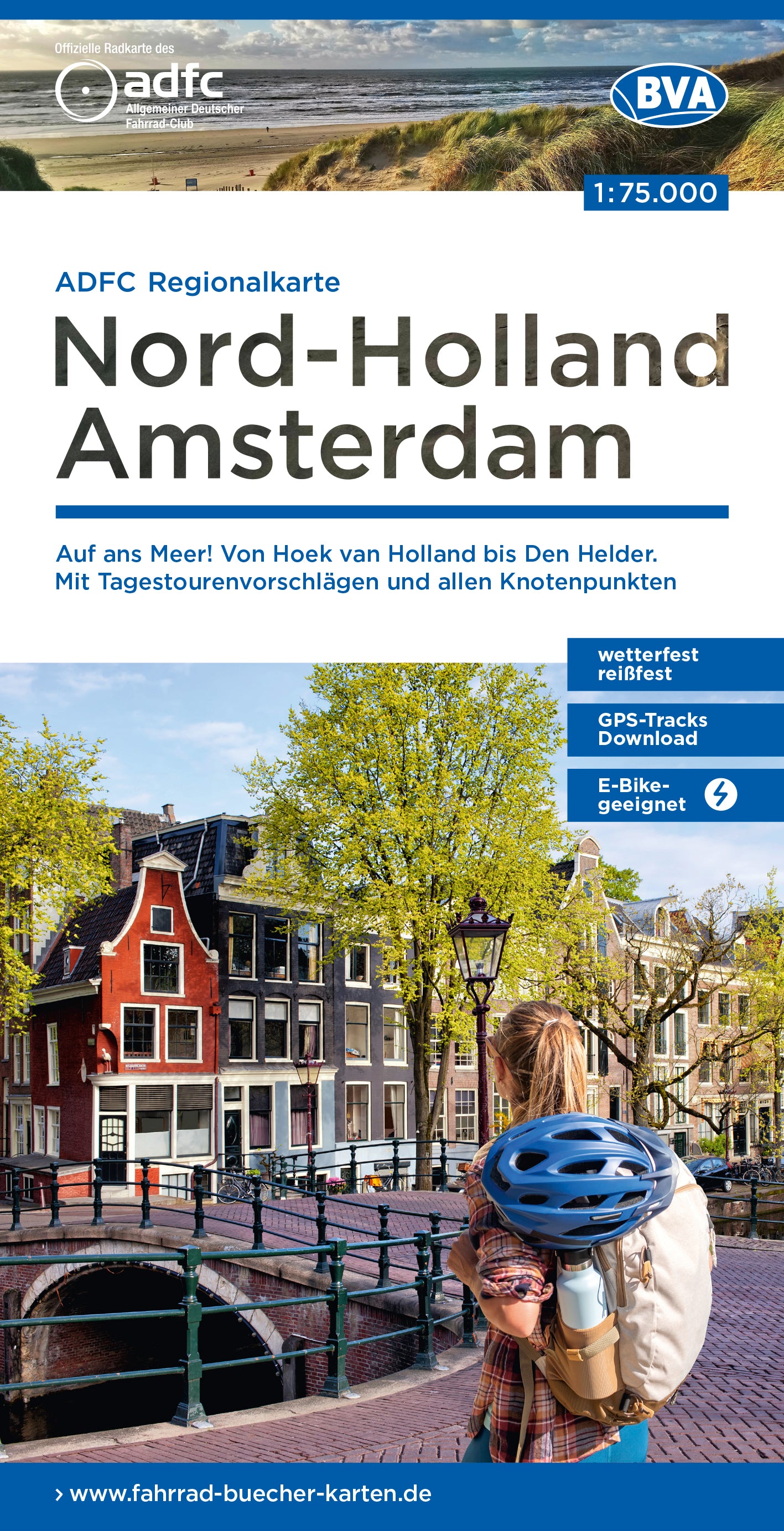 Cycling map ADFC Nord-Holland Amsterdam 1:75,000