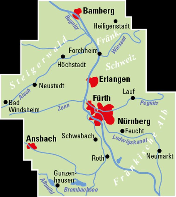 BVA-ADFC Regionalkarte NÃ¼rnberg und Umgebung 1:75.000 (8.A 2022)