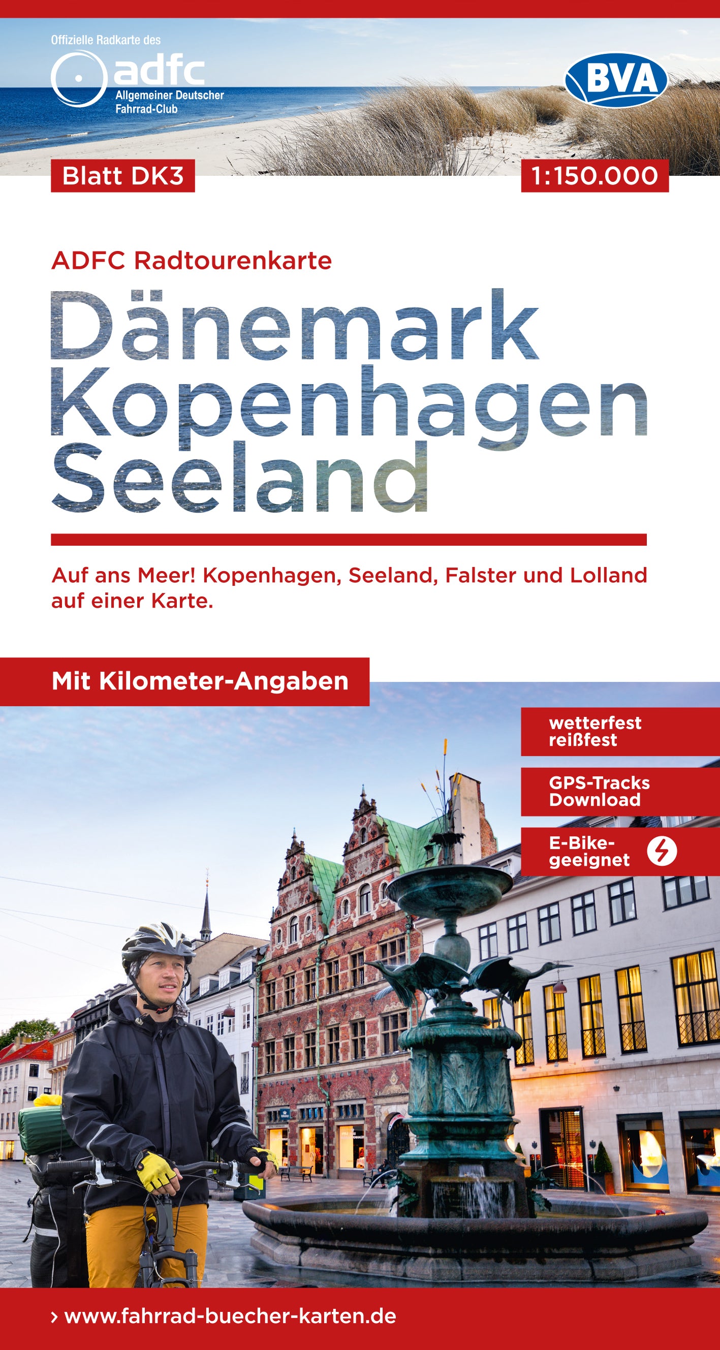 Fietskaart Dänemark Kopenhagen/Seeland/Lolland Blatt DK3