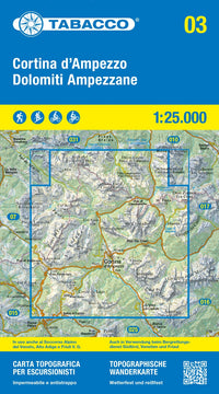 Wandelkaart Dolomiten Blad 03 - Cortina d'Ampezzo 1:25.000 2022