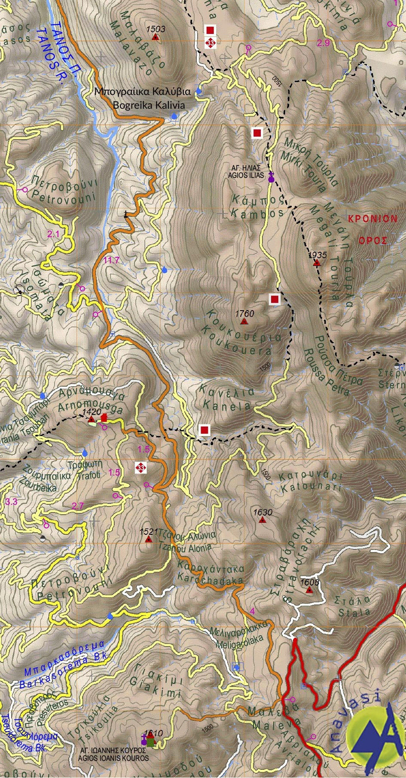 Wandelkaart Topo 50 Mt. Parnon (8.7) Peloponnese