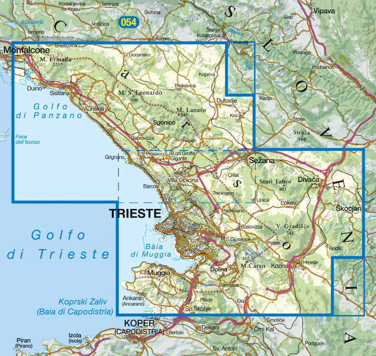 Wandelkaart Blad 047 Carso Triestino - Kras Trieste - Škocjanske Jame 1:25.000