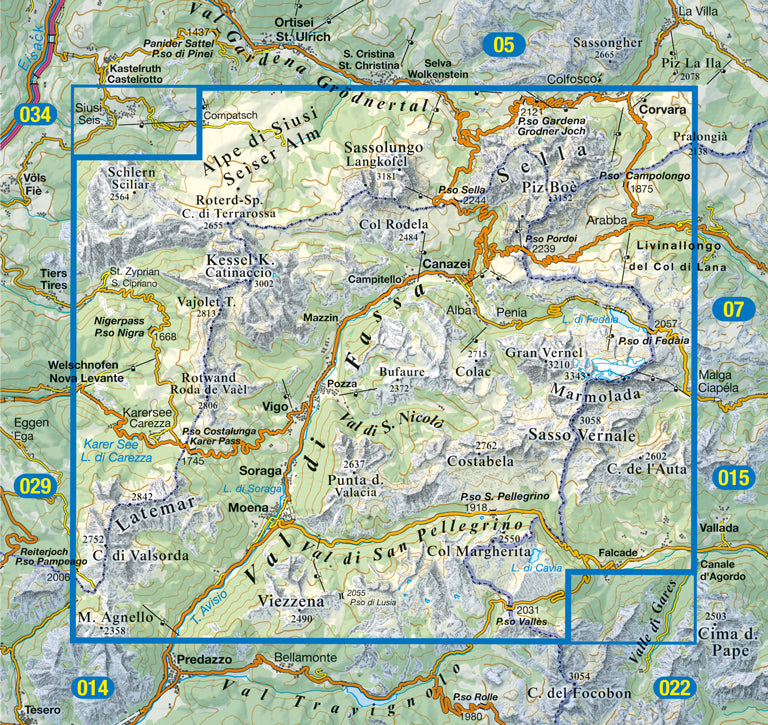 Wandelkaart Dolomiten Blad 06 - Val di Fassa e Dolomiti Fassane