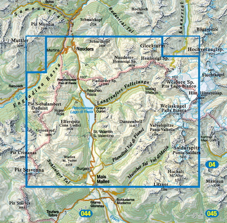 Hiking map Dolomiten Blad 043 Vinschgauer Oberland / Alta Val Venosta (GPS)